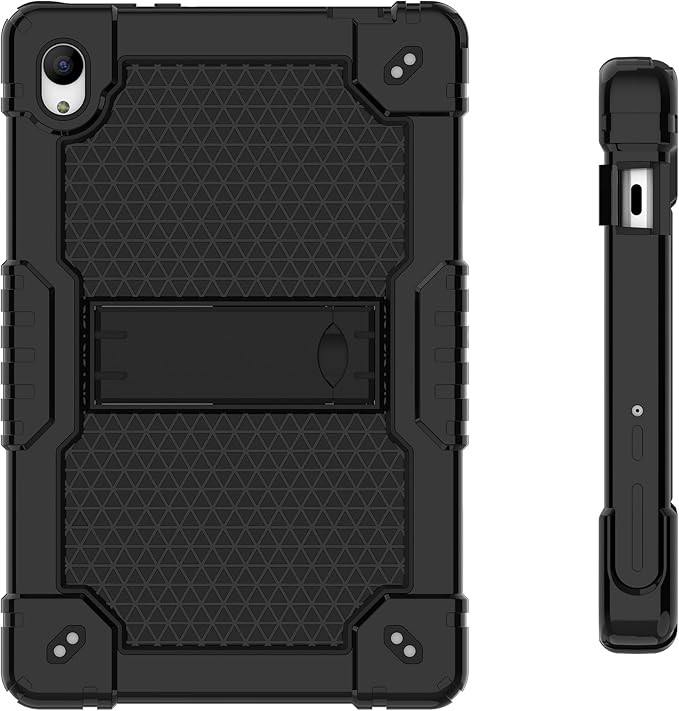 Deomoil for Urao C107/Jeazans OC101/C107 10.1 inch Tablet Hybird Case with Stand with 2 PCS Screen Protector for HiGrace C107/ZOFYWNAS C107/Freeski C107/Pswarfd 10.1 inch Tablet (Black)
