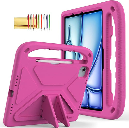 Dteck for iPad Air 13/iPad Pro 13/12.9 Case Shockproof Protective Handle Stand Pencil Holder EVA Case Rose