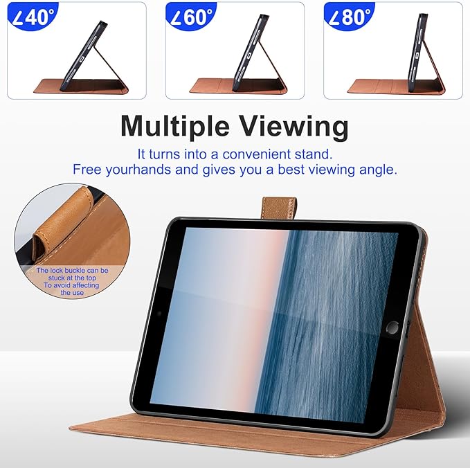Leather Case for iPad 9th/8th/7th Generation 10.2 Inch(2021/2020/2019)Premium Leather Folio Cover with Auto Wake/SleepAdjustable StandBrown