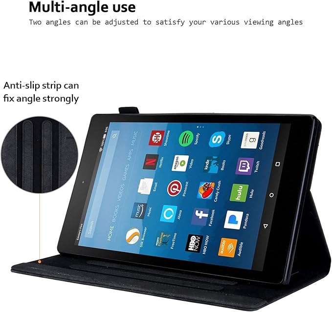 Folding Case for Amazon Fire HD 10 9th/7th/5th Gen Techcircle Smart Flip [Wake/Sleep] Solid PU Leather Protective Cover for All-New Kindle Fire HD 10.1 inch Tablet 2019/2017/2015 Release Black