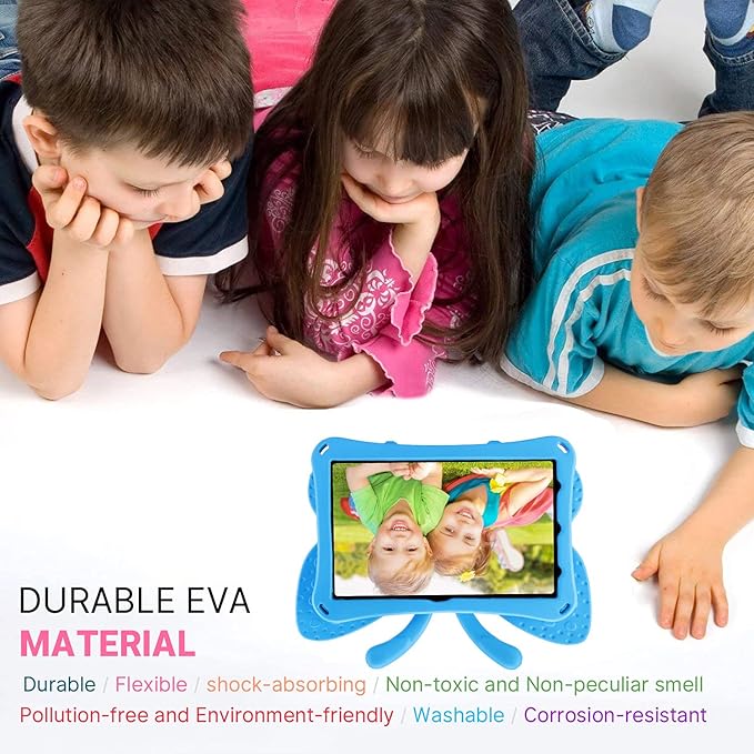 Kindle Fire HD 8 2020 Tablet Case Kids HD 8 2020 10th 12th Generation Butterfly Case with Kickstand Light EVA Full Boby Rugged Shockproof Kid-Proof Kids Tablet Cover for Girls Gift (Blue)