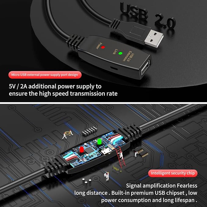 USB 2.0 Extension Cable Black
