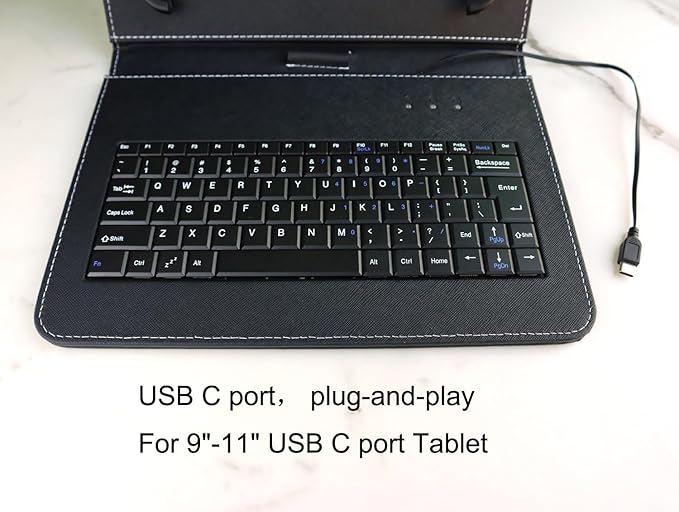 10 inch Tablet Case 9.7-11 inch Tablet Cover with QWERTY External Keyboard USB C Port Compatible with Samsung Galaxy Tab A8 A7 Fire HD Googee U10 Blackview Nokia T20 Tab M10