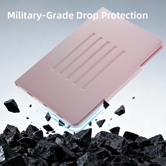 Case for Samsung Galaxy Tab S10 Lite/ S10 FE 2025/ S9 FE 10.9 inch/ S9 11 inch with Screen Protector Adjustable Angles Stand Back Cover Shockproof Premium PU Leather Case (Pink)