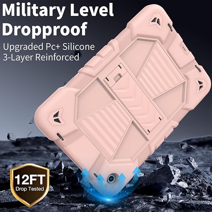 JKSML Case for Samsung Galaxy Tab A9+ / A9 Plus 11 inch 2023 Military Grade Drop Protection Cover with Built-in Kickstand &amp Shoulder Strap for Tab A9+ Tablet (SM-X210/X216/X218) Rose Gold
