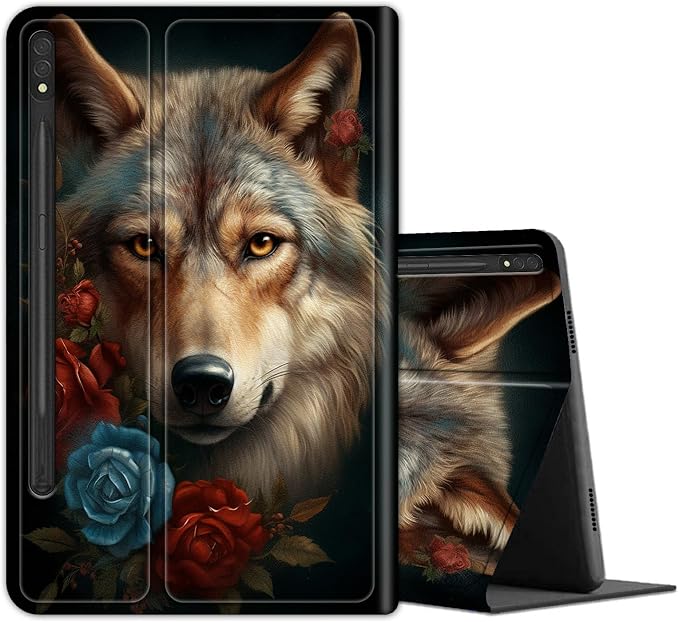 Blue Red Rose Wolf