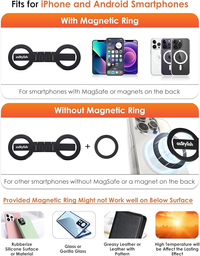 Twins Carry: Magnetic Dual-Phone Holder for iPhone &amp Android | Lightweight Solution for Professionals Travelers &amp Gamers | Manage 2 Mobile Phones for Work Personal Use (Black Mini)