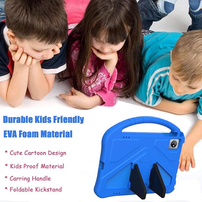 Kids Universal Case for Blackview Tab 8 WiFi 10.1 inch 2023 EVA Foam Stand Handle Cover for Blackview Tab 7 WiFi/OSCAL Pad 60/ DragonTouch Notepad 102/ Teclast P40HD 10.1 Tablets - Blue
