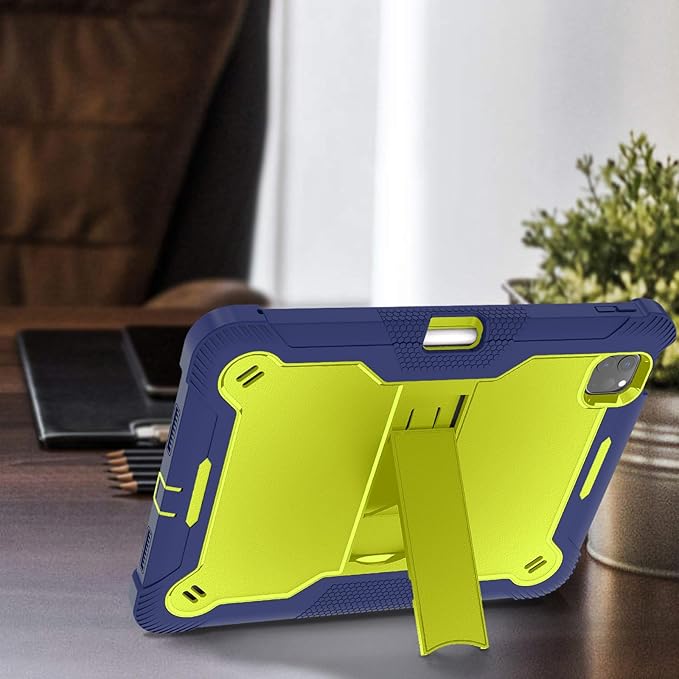 MAKEIT CASE for ipad Pro 11 Inch Case 2024 M4 with Pencil Holder Shockproof Premium Smart iPad Case and Kickstand Support Touch ID and Auto Wake/Sleep Navy Blue