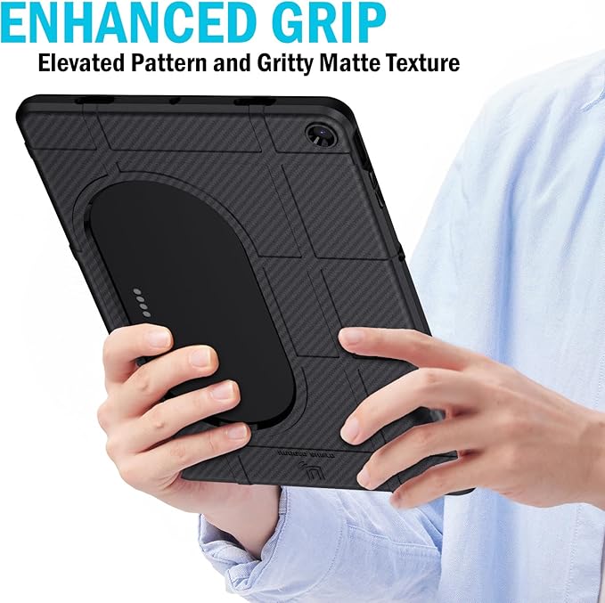 Case and Travel Cover for Google Pixel Tablet (2023) Nakedcellphone Special Ops Rugged Shield and Hard Shell View Stand Companion - Black Carbon Fiber Design