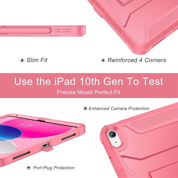 Soke Case for iPad (A16) 11th Generation 11-inch 2025 iPad 10th Generation 10.9-inch 2022 with Built-in Screen Protector and Kickstand Rugged Full Body Protective Cover - Watermelon