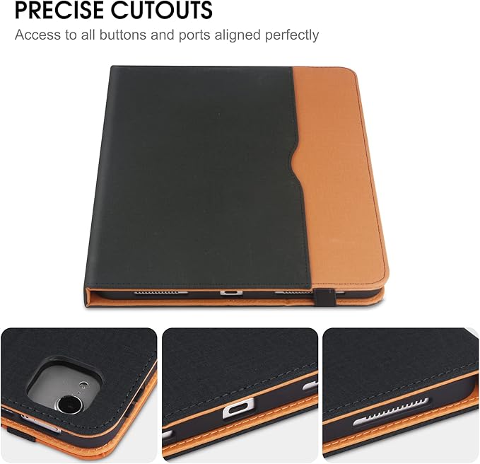 for iPad Air 5th/4th Generation Case 2022/2020 for iPad Air 10.9 Inch Case Cover with Built-in Pencil Holder and Hand Strap Auto Sleep/Wake Multiple Viewing Angles for iPad Air 5/4 Gen Black/Brown
