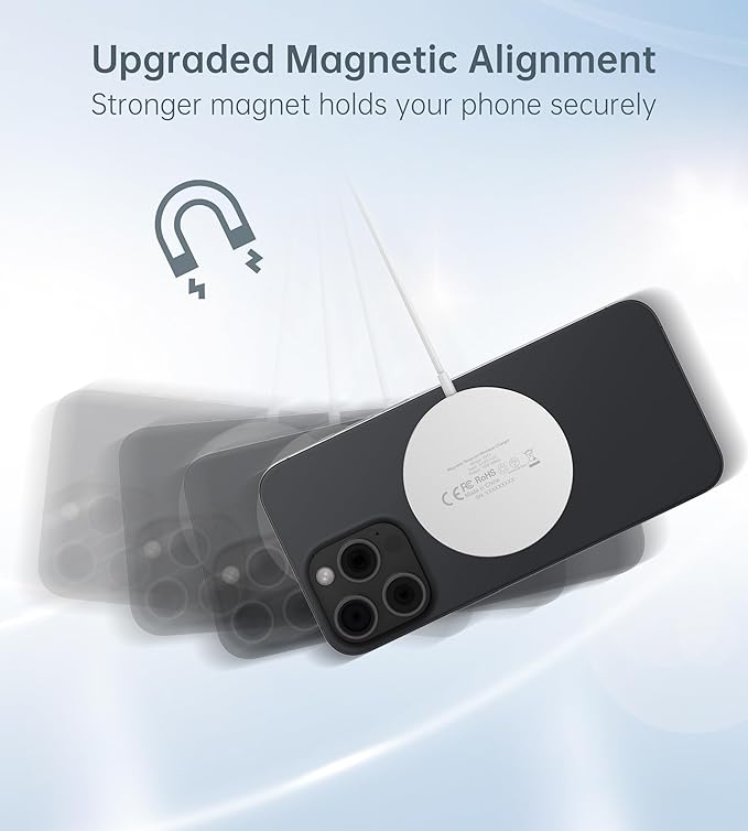 Magnetic Wireless Charger for iPhone 17/16/15/14/13/12 - Mag Charger+20W USB C Adapter Fast Wireless Charging Stand/Pad with 5ft USB-C Cable for iPhone 17/16/15/14/13/12 Airpod-Gift for Men &amp Wo
