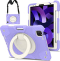 SCSVPN for iPad Air 5th/4th Generation Case 10.9'' Protective Kids Case for iPad Pro 11 Inch 2022 2021 2020 2018(4th/3rd/2nd/1st gen) with Pencil Holder-Rotation Stand/Handle-Shoulder Strap Purple