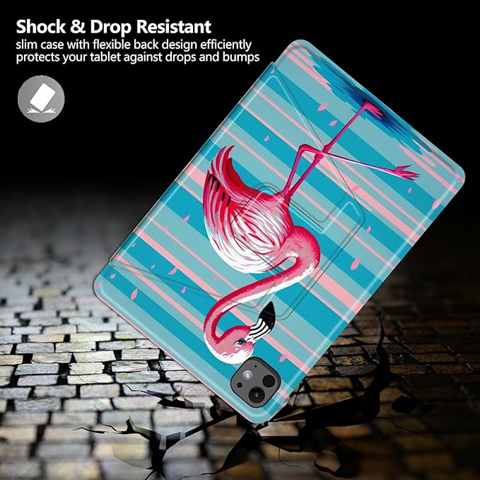 Case for iPad Pro 13 Inch Case M4(2024) Pink Flamingo Theme 360 Degree Rotating Stand Protective Cover with Auto Sleep/Wake