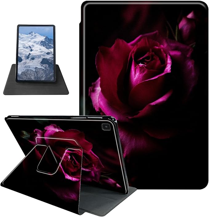 Pink Rose Pattern Case for Samsung Galaxy Tab S6 Lite 10.4 inch 2024/2022 (SM-P613/P619)/2020 (SM-P610/P615)BFDHGQZC 360 Degree Rotating Stand Protective Cover with Auto Sleep/Wake
