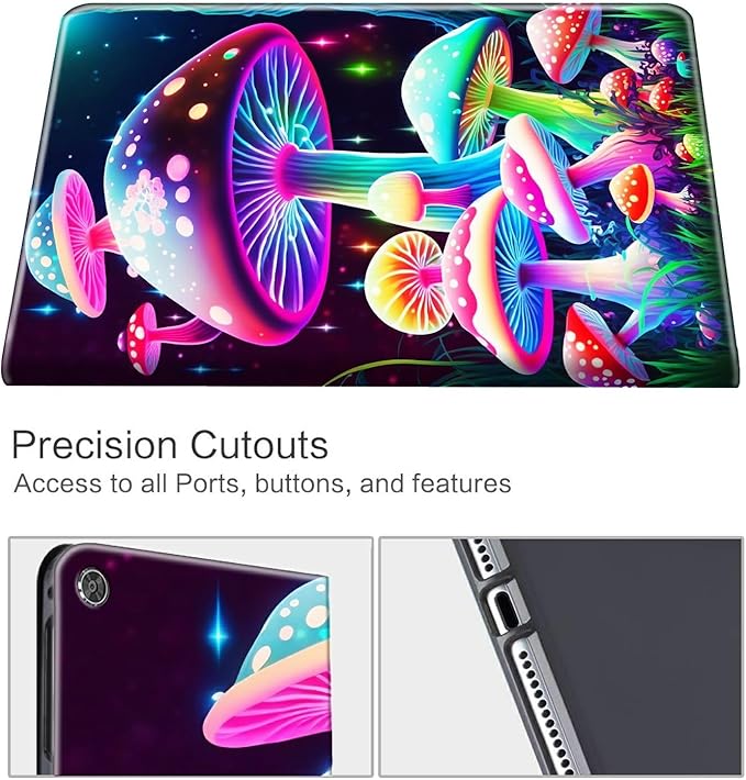 for Fire HD 10 &amp 10 Plus Tablet Case (11th Generation 2021 Release) Case with Pen Holder &amp Auto Wake/Sleepd Shockproof Stand Protective Cover for HD 10 2021 TabletGorgeous Mushrooms