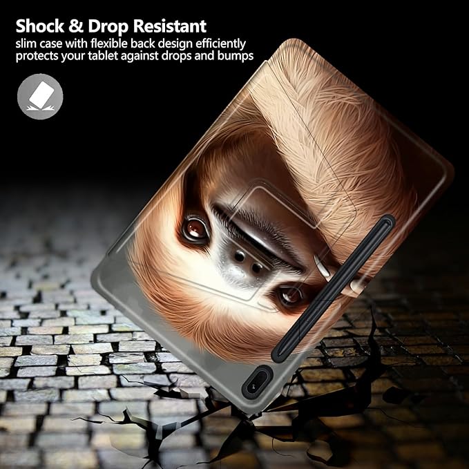 Case for Samsung Galaxy Tab S10 Ultra (2024 Release) / S9 Ultra (2023 Release) 14.6 Cute Sloth Theme 360 Degree Rotating Stand Smart Protective Cover for Samsung S10 Ultra Tablet