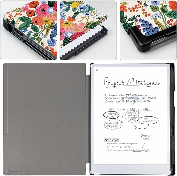 Case for Remarkable Paper Pro Tablet 11.8 (Released in 2024) Hard Back Shell Protective Book Folio Cover with Built-in Pen Holder with Auto Sleep/Wake Function.