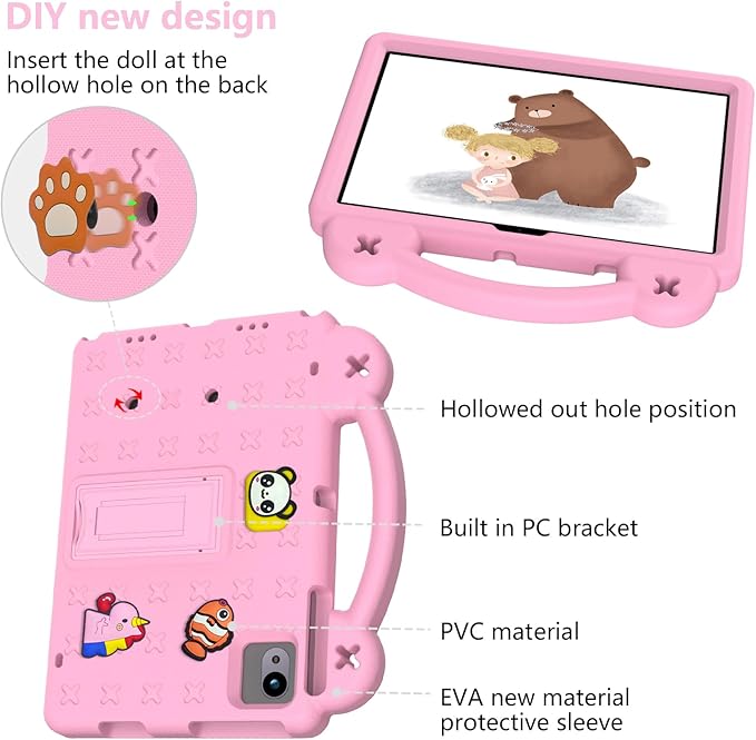 for Revvl Tab 2 Case 10.1 inch 2025 Kids EVA Tablet Cover with Strap Stand Handle for Tmobile Revvl Tab 2 5G Case Pink