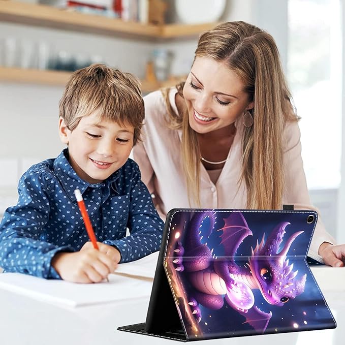 Tablet Case for All-New Amazon Fire HD 8 and Fire HD 8 Plus (10th Gen 2020 &amp 12th Gen 2022) Slim Folding Stand Cover with Auto Wake/Sleep Purple Dragon Baby