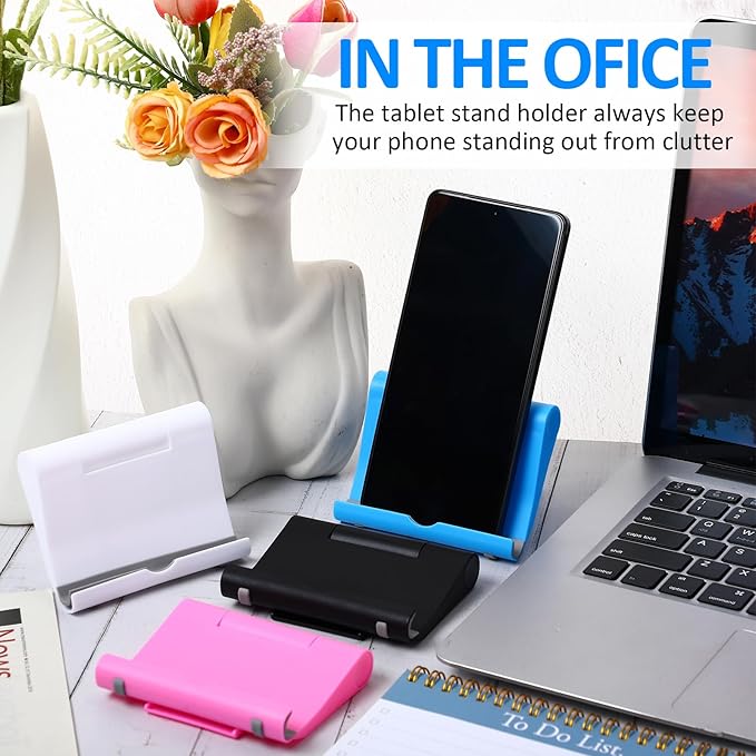 Wenqik 36 Pcs Cell Phone Stands Foldable Tablet Mobile Stand Adjustable Multi Angle Tablet Holder Compatible with Phone 15 14 13 12 11 Pro Xs Xs Max XR 8 (BlackWhitePinkBlue)