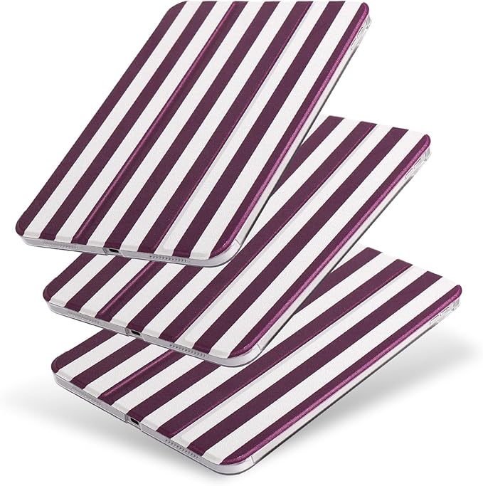 case for ipad 11th Generation11 Inch 2025 (A16 Chip) &amp 10th Gen 10.9 Inch 2022 - Slim Scratch-Resistant Hard PC Translucent Back Shell SmartCover Wake/Sleep Function Purple Stripes