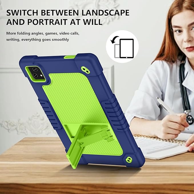 for T-Mobile Revvl Tab 5G 2023 Released Tablet Casewith Tempered Screen Protector Shoulder Strap Stand Kids Friendly Shockproof Case for T-Mobile Revvl Tab 5G 10.36 Inch (Navy/Green2 Pcs)