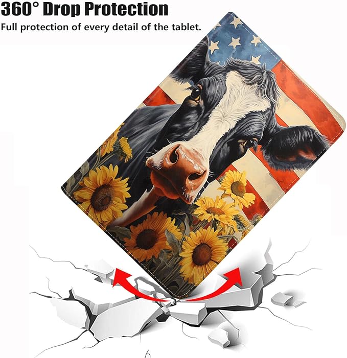 American Flag Cow and Sunflower