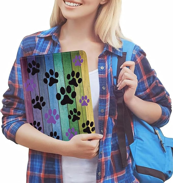 Rustic Rainbow Woodgrain Dog Paw Print