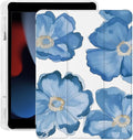 Cute Floral Flower for iPad Pro 12.9 Inch Case 5th/6th Generation 2022/2021/2020 with Pencil Holder Auto Sleep/Wake White Leather Soft TPU Back Cover