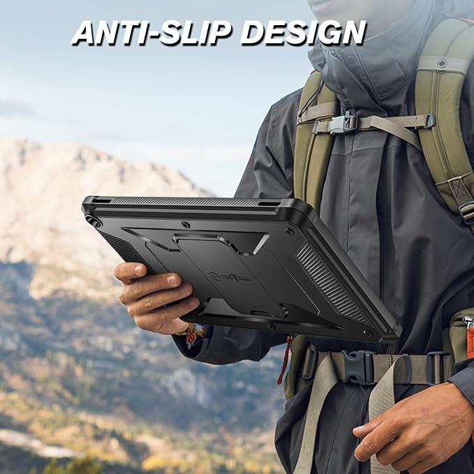 Fintie Shockproof Case for All-New Fire HD 10 Tablet (13th Generation 10.1 2023 Release) [Tuatara] Rugged Unibody Hybrid Bumper Kickstand Cover with Built-in Screen Protector Black