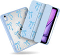 MecBevia Case for iPad Air 11-inch M4 2026 / M3 2025 / M2 2024 Slim Protective Cover with Built-in Pencil Holder Auto Wake/Sleep Blue Bow