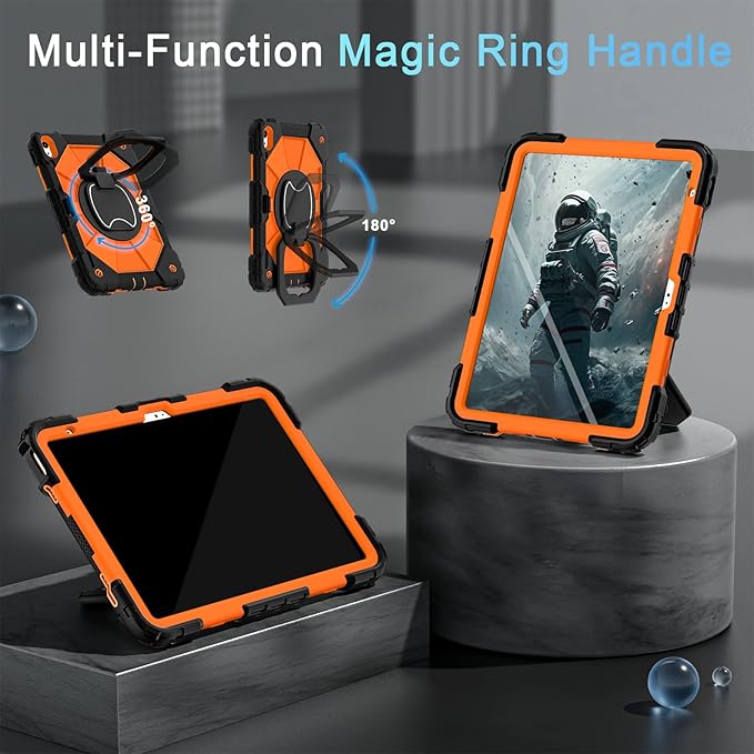 Case for iPad (A16) 11th Generation 11 Inch (2025) /iPad 10th Generation 10.9 Inch (2022) with Screen Protector/Rotating StandMilitary Grade Shockproof i Pad Case 10th GenerationOrange