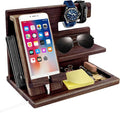 Gifts for Men Christmas Wood Phone Docking Station Mens Gifts for Birthday or Gifts for Dad Fathers Day Desk Workspace Organizer Nightstand Organizer Key for Wallet &amp Watch Holder Husband Chris