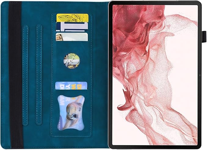 for Samsung Galaxy Tab S10 FE+ / S10 FE Plus 13.1 Inch X620 / X626B Tablet PC Case Bracket Type Adjustable Fixing Strap Card Slot Tablet Cases(Blue)