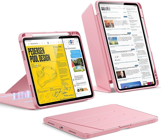ESR for iPad Air 11 Inch Case M4/M3/M2 (2026/2025/2024) iPad Air 5th/4th Gen Case (2022/2020) Vertical Stand Cover Multi Stand Angles Ultra-Stable Cover with Pencil Holder Flip Series Pink