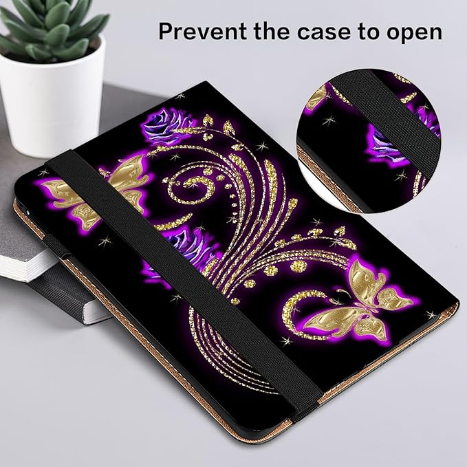 ALILANG Case for All-New Amazon Fire HD 8 &amp 8 Plus (12/10th Gen 2024/2022/2020) 8 Tablet Lightweight Folio Shockproof Folding Stand Protector Cover for Fire HD 8 Case -Purple Butterfly