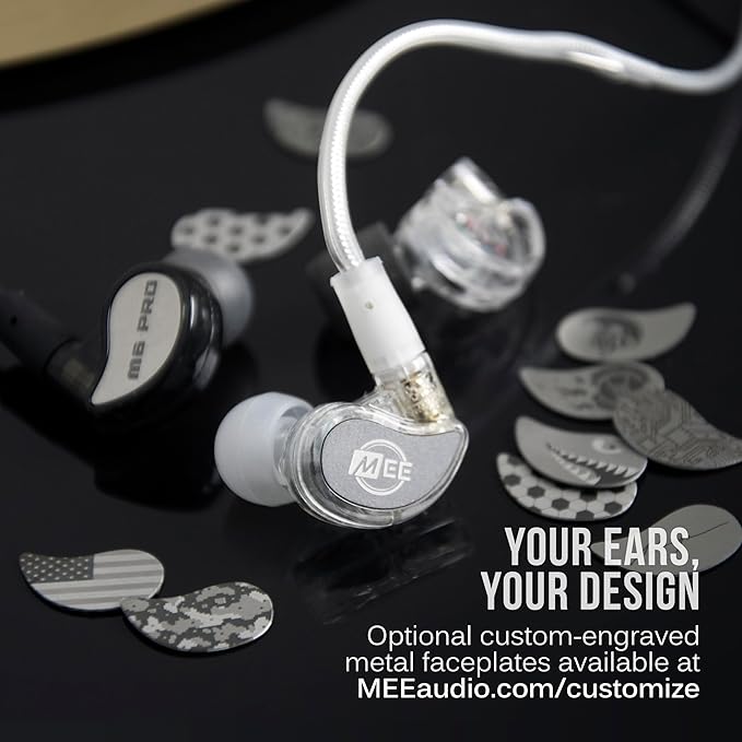 MEE audio M6 PRO In Ear Monitor Headphones for Musicians 2nd Gen Model With Upgraded Sound Memory Wire Earhooks &amp Replaceable Cables Noise Isolating Professional Earbuds 2 Cords Included (Blue