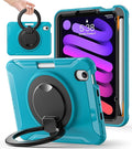 BATYUE Shockproof Case for iPad mini 7 (A17 Pro)/ Mini 6 8.3 inch (2024/2021) - 360° Multi-Angle Stand (Portrait &amp Landscape) &amp Grip Built-in Pencil Holder Lake Blue