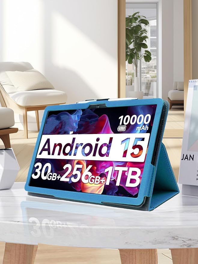 for Urao G140L 2025 14 Inch Android Tablet CaseBOVUGAC Folding Stand Protective Cover with Pencil Holder and Wrist StrapFull Protection Premium PUScratch Resistant(Sky Blue)