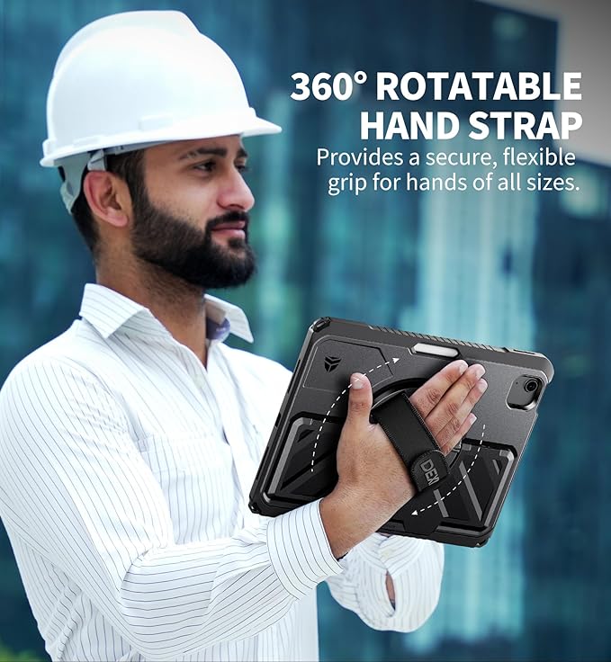 Dexnor Case for iPad Air 11 inch M3/M2 iPad Air 5th/4th Generation 10.9 inch Rugged Case with 360° Rotating Hand Strap &amp Stand &amp Screen Protector &amp Pencil Holder Shockproof Full-Body Cove