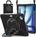 SCSVPN Case for iPad Air 13 inch M4 2026 /M3 2025/M2 2024 &amp iPad Pro 12.9 Case 6th/5th/4th/3rd Gen 2022 2021 2020 2018 Drop Protective Cover with Pencil Holder Stand Handle Shoulder Strap - Bl