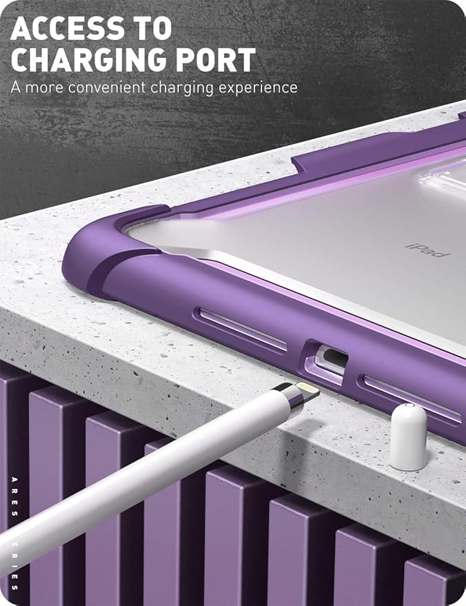 i-Blason Ares Case for New iPad 9th/8th/7th Generation iPad 10.2 2021/2020/2019 Case Full-Body Kickstand with Built-in Screen Protector Cover with Pencil Holder (Purple)