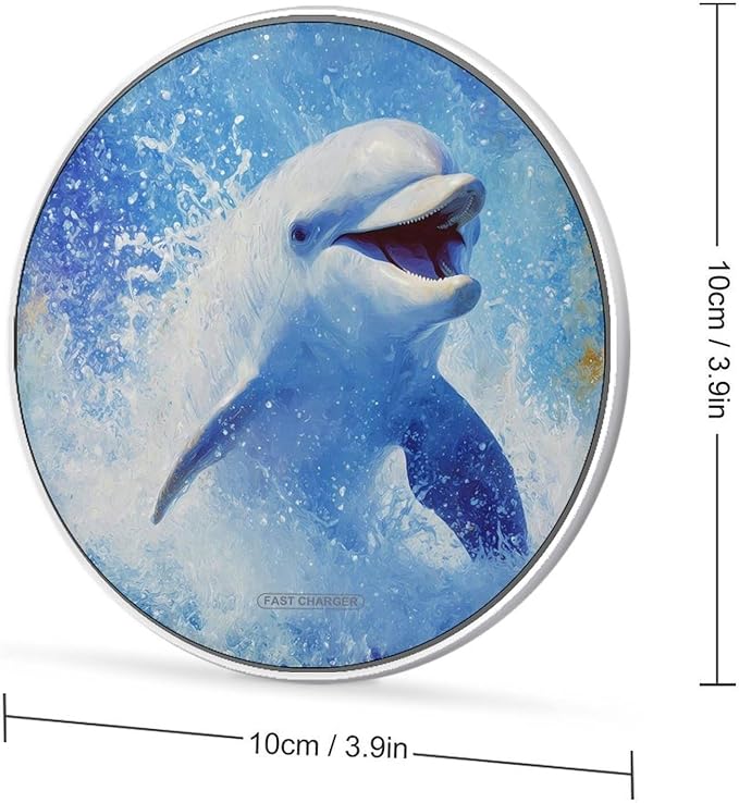 Dolphins Jumps Out Sea Water Fast Portable Charger 10W Funny Graphic Phone Charging Pad with USB Cable