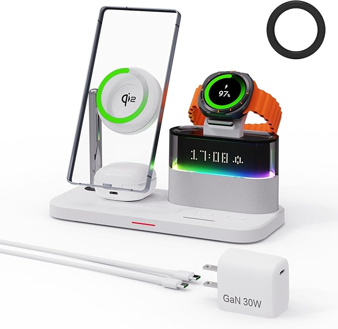 Magnetic Charger for Samsung 5 in 1 Wireless Charging Station for Samsung Galaxy S25 Ultra/S24/S23/S22 Galaxy Watch 8/7/6/4/5 Galaxy Buds/Pro Upgraded Version