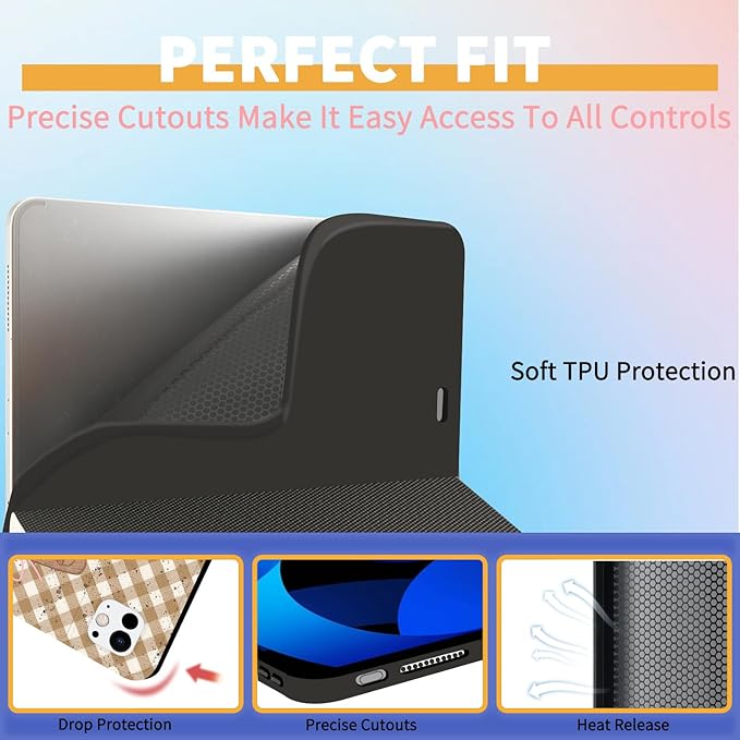 Delicious Toast Case for iPad Air 13-inch(M2) 2024/iPad Pro 12.9 6th Gen 2022/5th Gen 2021Textured Folio Case with Pencil Holder Multi-Angle View Adjustable Stand Auto Wake/Sleep for Girls Boys