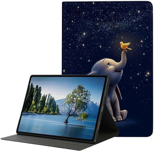 Case for iPad (A16) 11th Generation 11 Inch 2025/iPad 10th Generation 10.9 inch 2022Slim PU Leather Cover Adjustable Stand Auto Wake/SleepCute Elephan and Bird