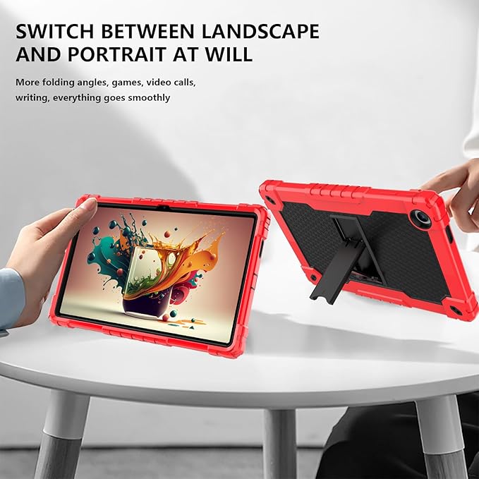 for Onn 10.4 Tablet Pro 2023 Model: 100110603 Case Built in Kickstand Heavy Duty Hybrid Case Hard Back Case Come with Tempered Glass/Shoulder Strap for Onn 10.4 Tablet Pro (Red+Black/1 Pcs)