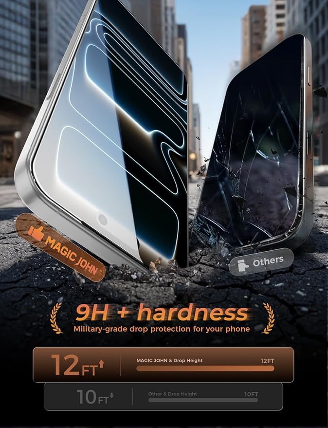 MAGIC JOHN 3rd Gen Upgraded for iPhone 17 Pro Screen Protector 6.3 InchHD ClearShatterproof Tempered FilmAuto Dust-EliminationBubble FreeEasy Installation2 Pack